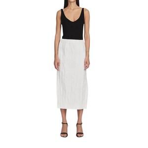 NEW CO COLLECTIONS crinkle cotton slit skirt in ivory